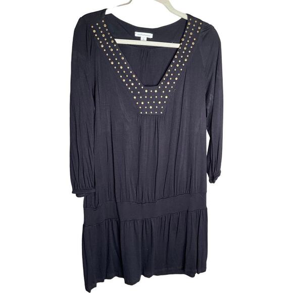 John Paul Richard Safari So Good Dress Drop Waist Studded Black Womens Large - Picture 1 of 5